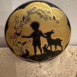Vintage Gold and Black Silhouette Toffee Tin- Made in England